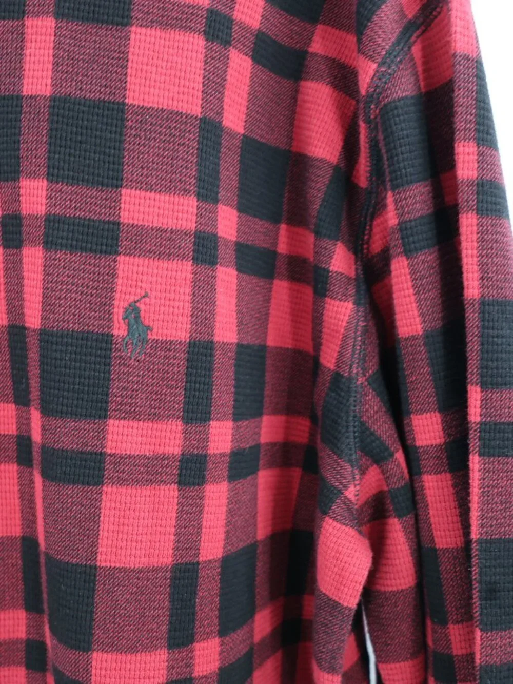 Polo Ralph Lauren Shirt Mens 2XL Termal Waffle Knit Plaid Long Sleeve pullover